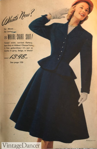 1952 womens suit navy blue