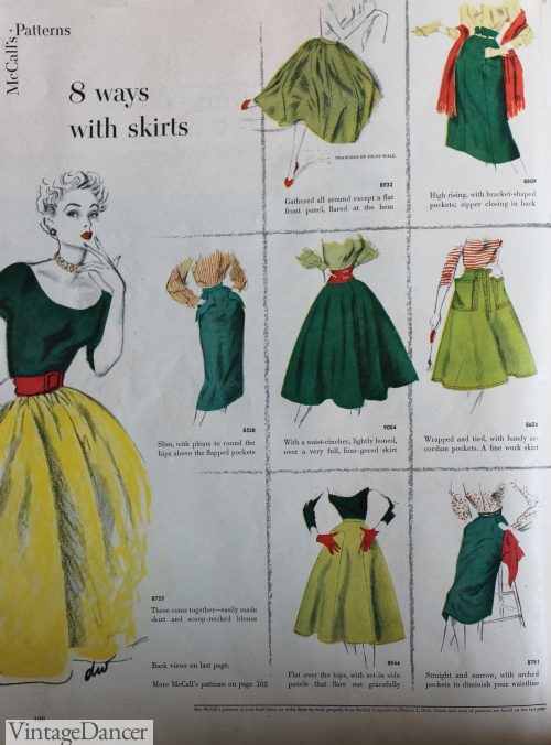 1950s McCalls skirt styles: