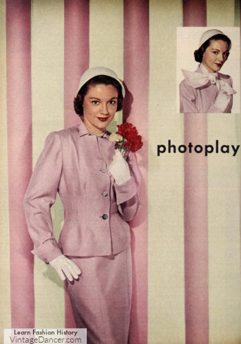 1950s pink suit women
