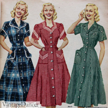 1952 shirtwaist house dress