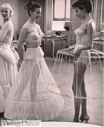 1952, long hoop skirts