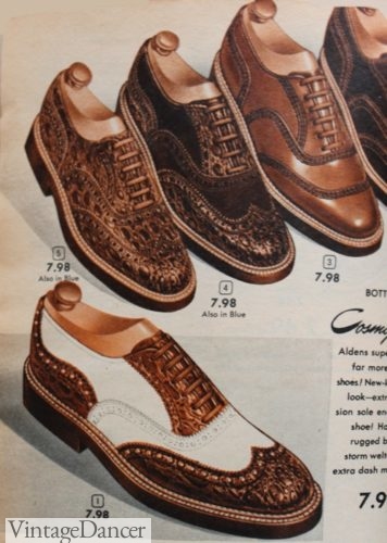 1952 reptile brown oxfords mens 1950s shoes
