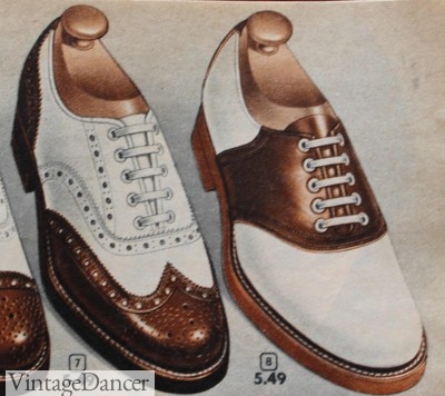 1950s mens brown and white saddle shoes