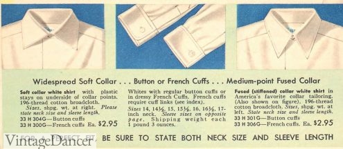 1952 collar and cuff types
