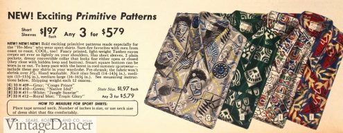 "Primitive pattern" shirts 1950s Hawaiina style shirts