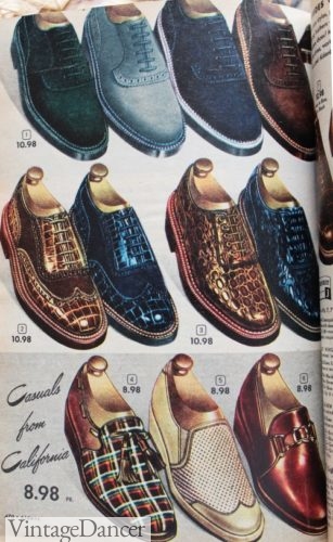 Men's 1950s 1952 colored reptile skin shoes