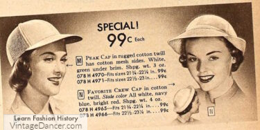 1950s women baseball cap and sport hat