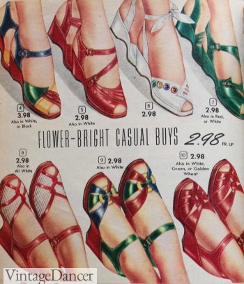 1950s summer shoes, platform heels