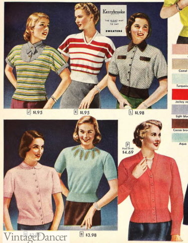1952 knit short sleeve sweater tops