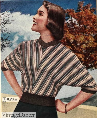 1950s Dolman sleeve top knit 1952