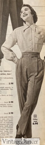 1953 tailored fit, belted slacks