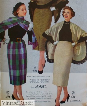 1950s fall sheath skirts with matching shawls 1953