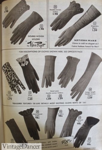 Vintage Gloves Styles From 1900 To 1960s