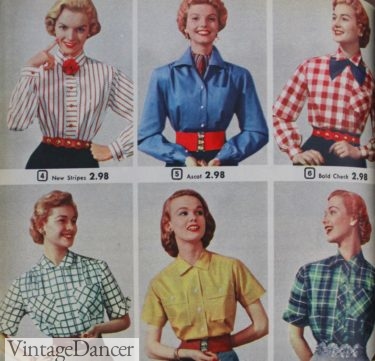 1950s casual shirts and button down blouses for women 1950s 1953