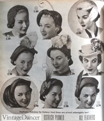 1950s hats, 1953 Feather hats