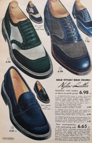 1953 mens shoes in blue and green mixed materials