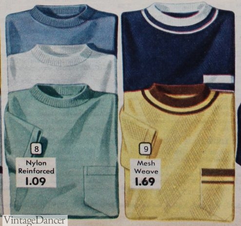 1950s Men S Shirt Styles Casual Gaucho Camp Bowling   1953 Aldens Mens Shirts T Shirt  495x465 