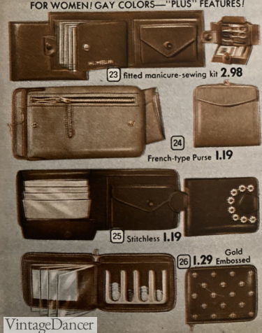 1953 wallets women 1950s leather coin purses