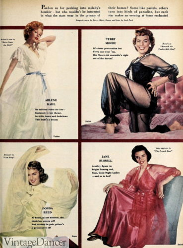 1950s peignoir robes nightgowns sleepwear worn by movie stars