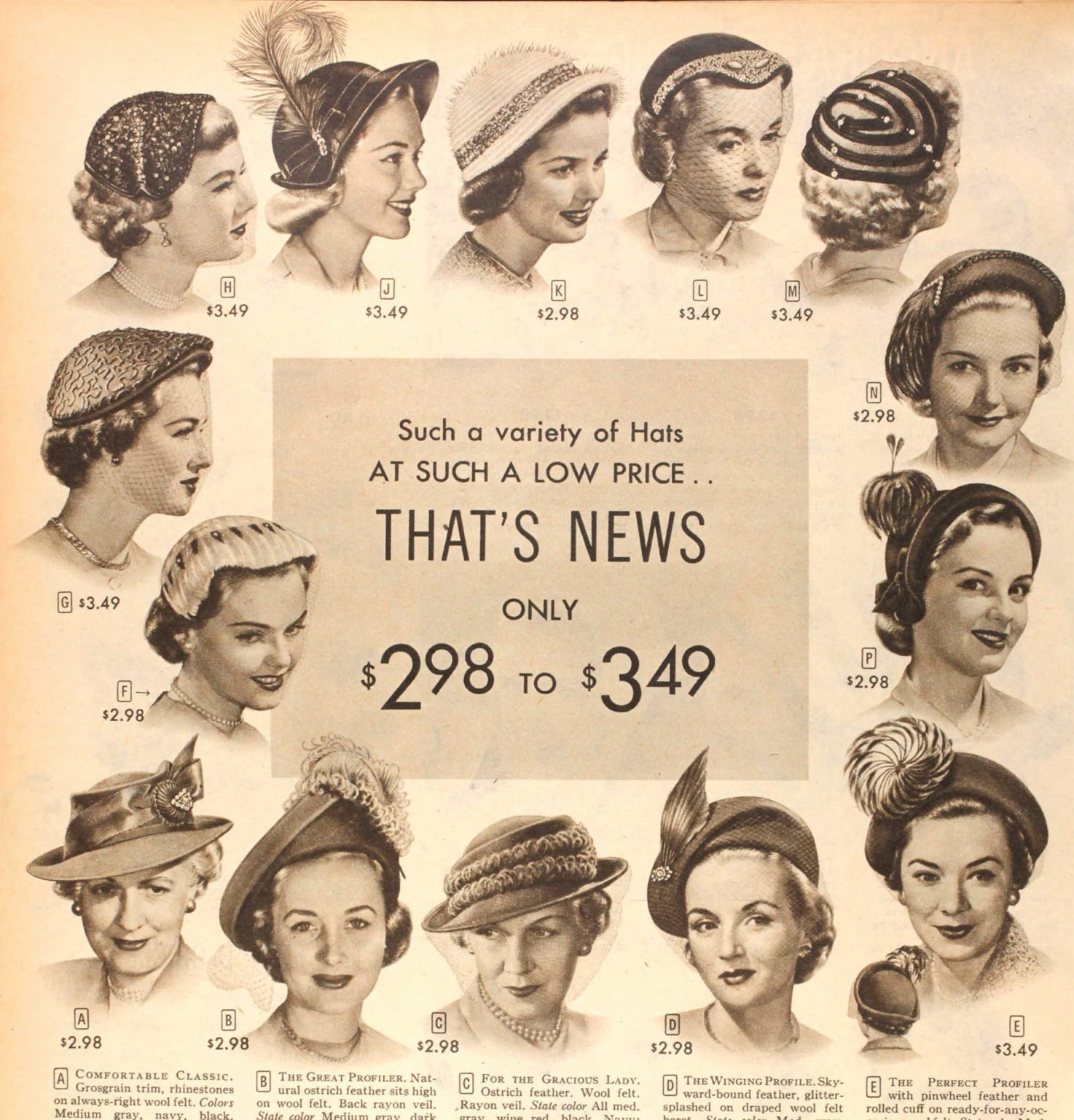 1950s Womens Hats By Style