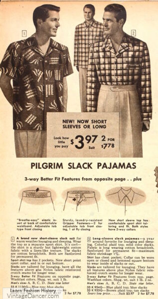1950s Men's Lounge Shirt and Pajama Pants