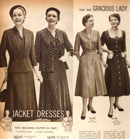 1953 dresses with jackets for hte mature mrs woman's fashion over age 40