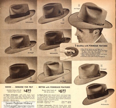 1950s mens hats winter fur felts
