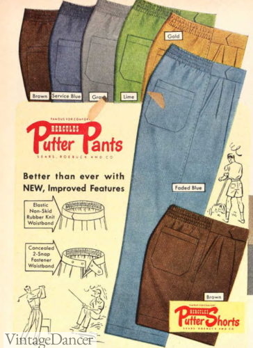 1955 Putter pants with elastic back waistband