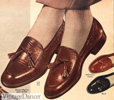 1953 men's tassel loafer reptile alligator shoes 