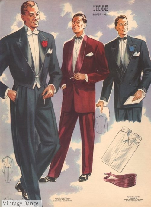 1953 men's colored formalwear tuxedos