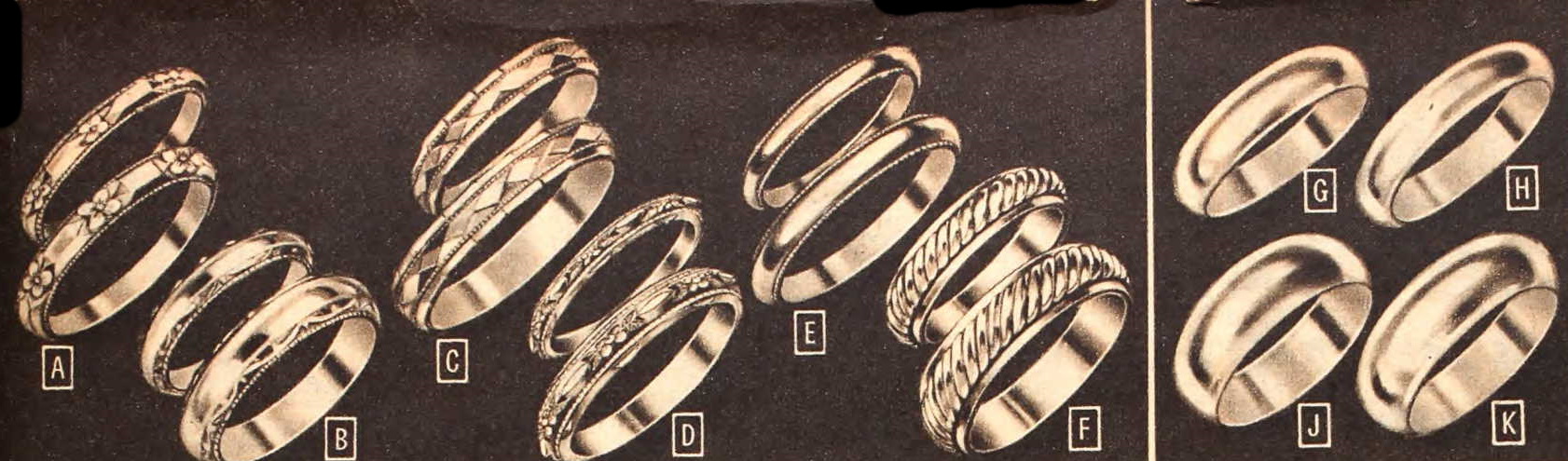 1953 wedding rings men women bride groom