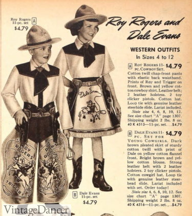 Children 1953 Roy Rogers and Dale Evens outfits at Sears