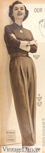 1953 simple pleated slacks