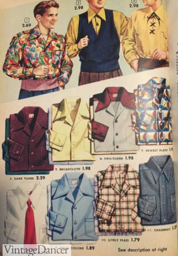 1954 teen boy men button down open collar sport shirts (camp shirt collar)