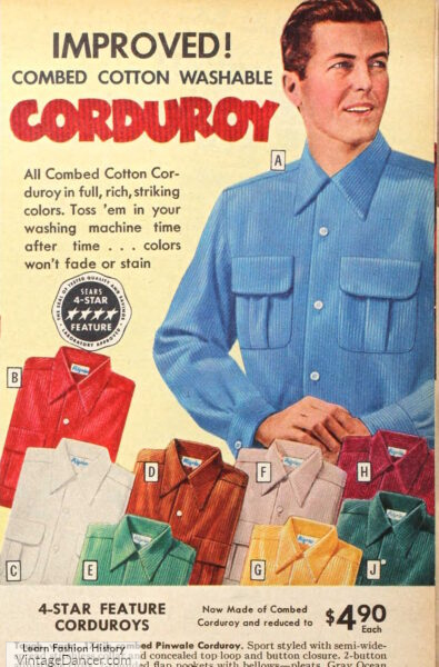 1950s mens winter shirts corduroy
