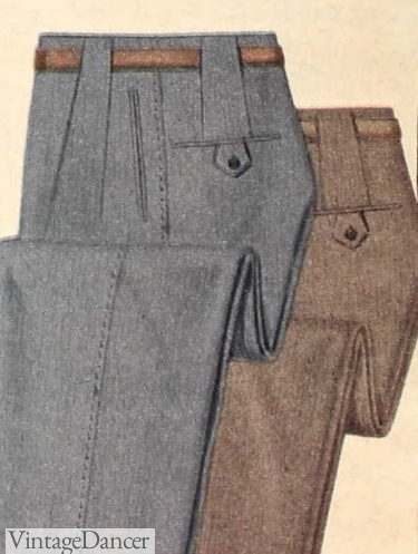 Tunnel beltloops 1950s mens slacks pants