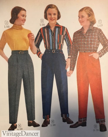 1956 teenager fashion pants and tops