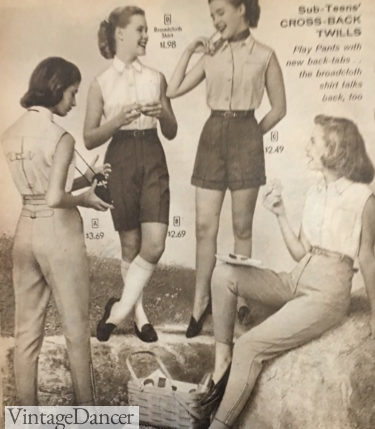 1955 teen summer capri pants and shorts