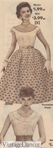 1955, two sleeveless boat neck summer tops