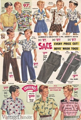 1955 Boys casual pants and shirts