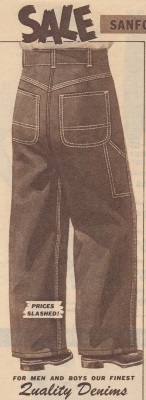 1955 denim blue jeans.