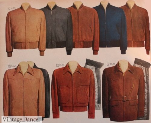1955- men's suede bomber jackets were the most classic 50s style