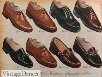 mens 1950s shoes casual loafers clothing 1955 history shoe outfit moccasins styles menswear dress jeans fifties vintagedancer tassel slip
