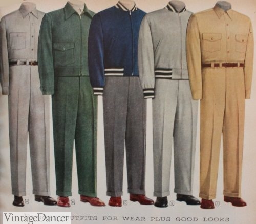 1955 Men's work clothing or casual leisure clothes. 