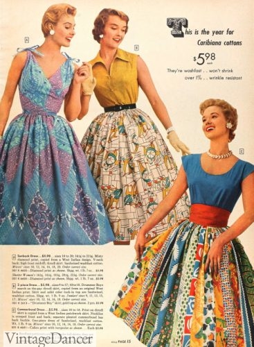 1955 Caribbean print dresses