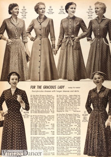 1950s old women clothing fashion dresses house