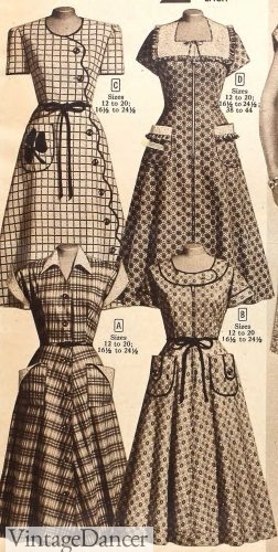 1955 simple trim jazz up she cotton house dresses
