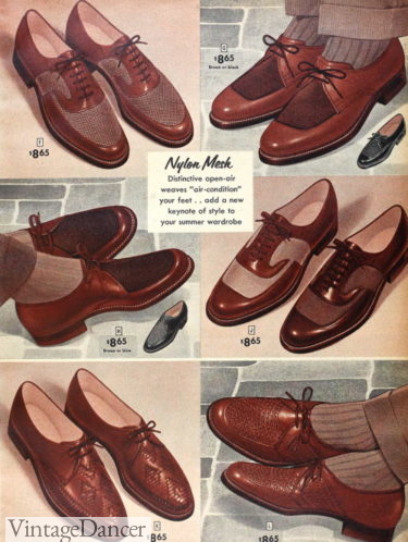1955 men's leather and fabric two-tone shoes