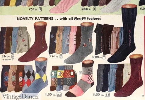 1955 mens 1950s pattern socks (Pink!)