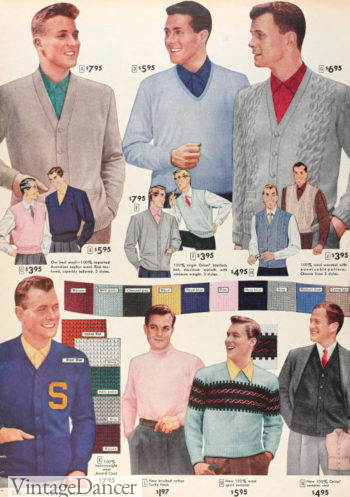 1955 deep V cardigans, varsity letter sweater